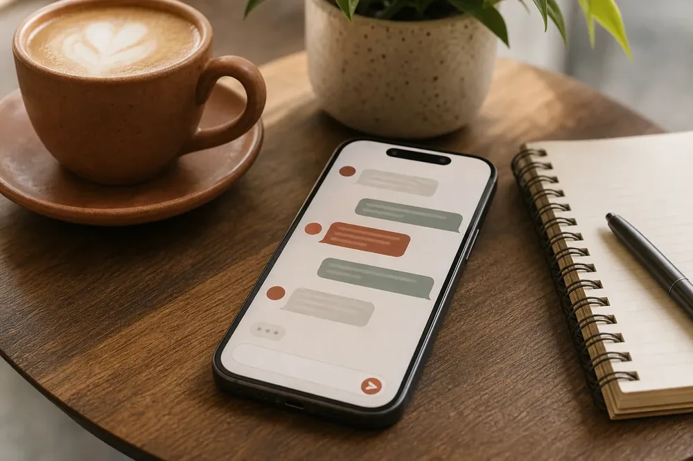 Man reviewing a first dating message on a phone