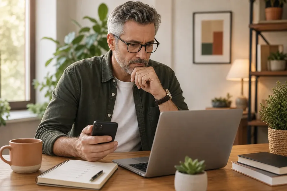 Online dating safety review checklist on a laptop